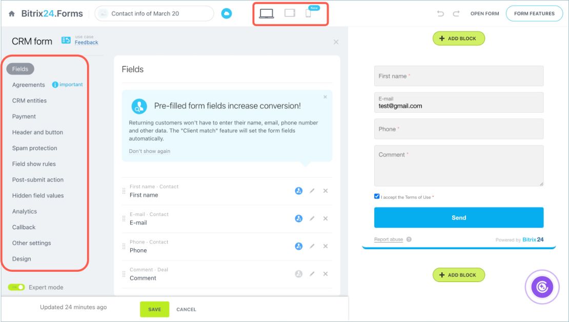 CRM форм үүсгэх болон тохируулах