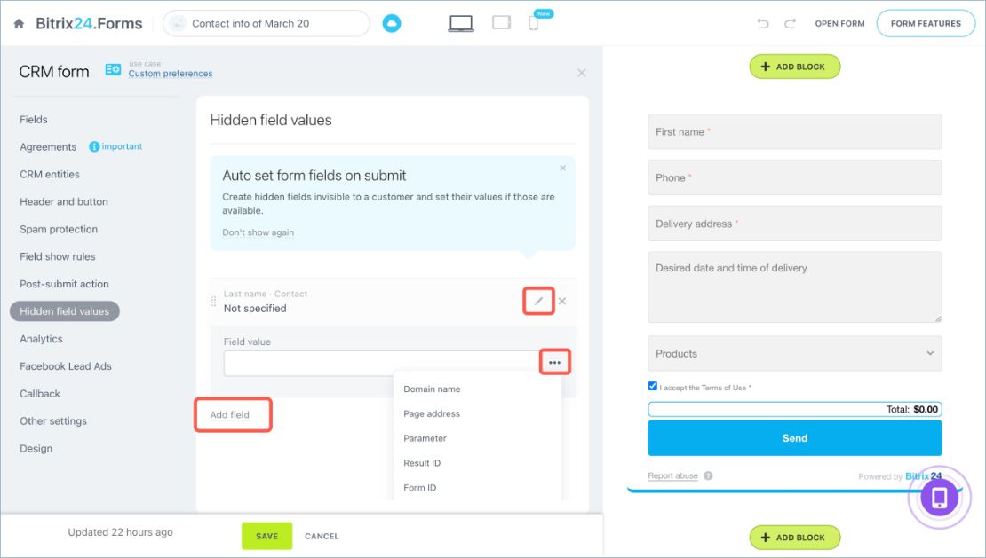 CRM форм үүсгэх болон тохируулах
