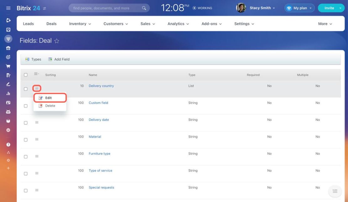 Bitrix24 CRM форм дээр сонголт нэмэх