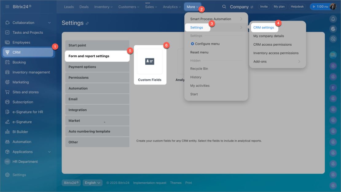 Bitrix24 CRM форм дээр сонголт нэмэх