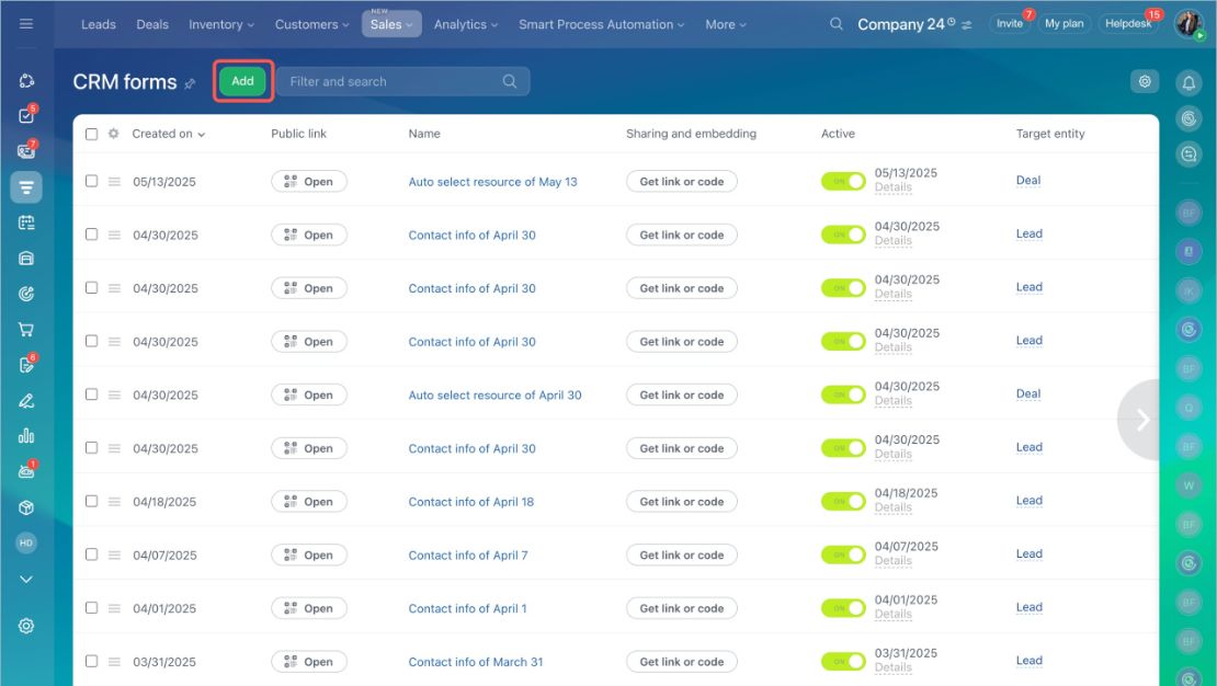 CRM форм үүсгэх болон тохируулах