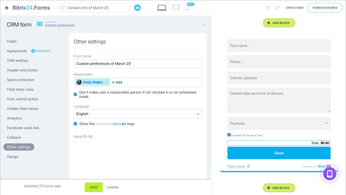 CRM форм үүсгэх болон тохируулах