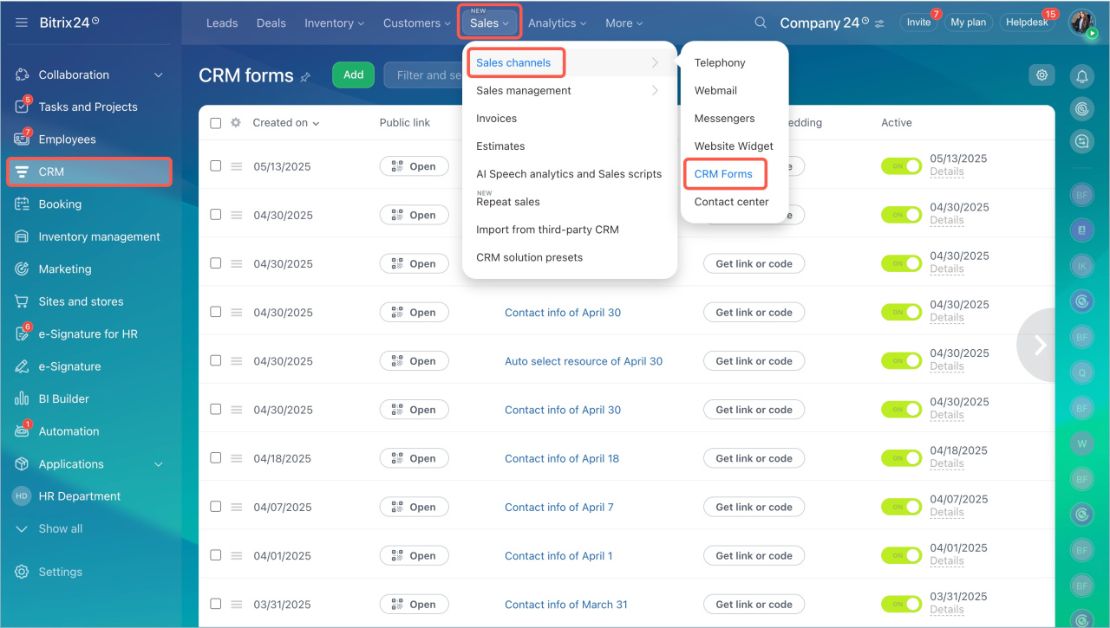 CRM форм үүсгэх болон тохируулах
